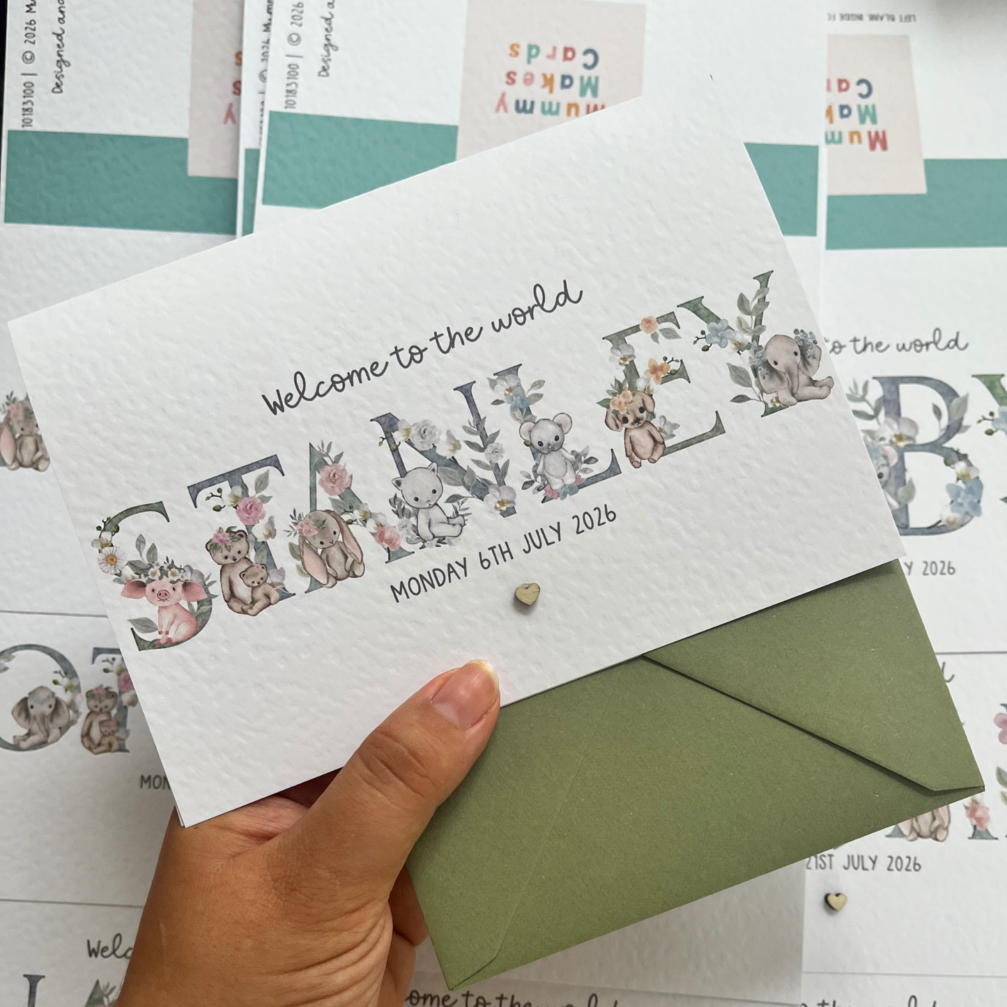 New Baby Watercolour Animal Card - Fully Personalised