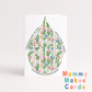 Greeting card with floral design and text on a white background