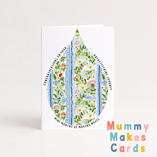Greeting card with floral design and text on a white background