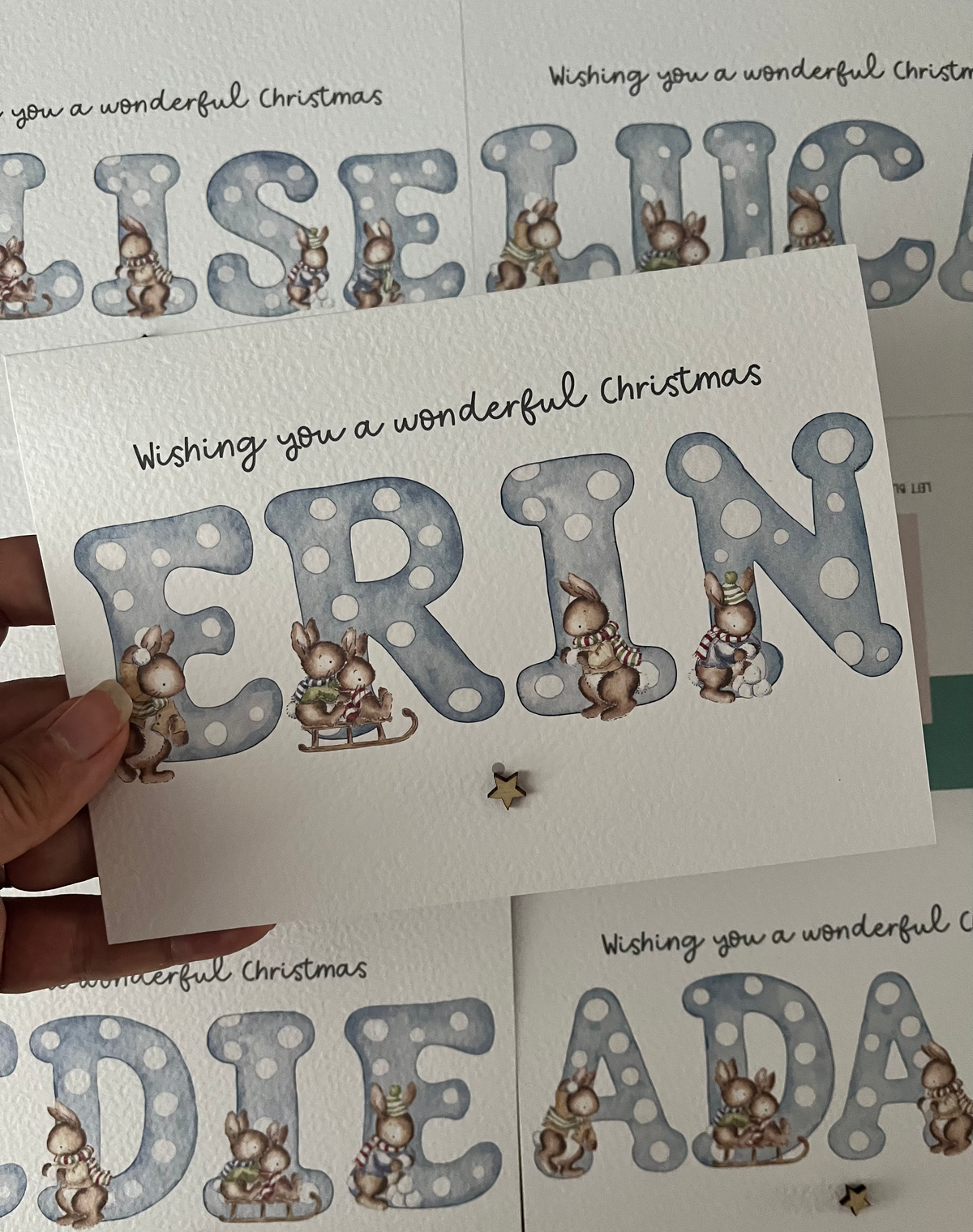 Christmas Bunnies Personalised Card